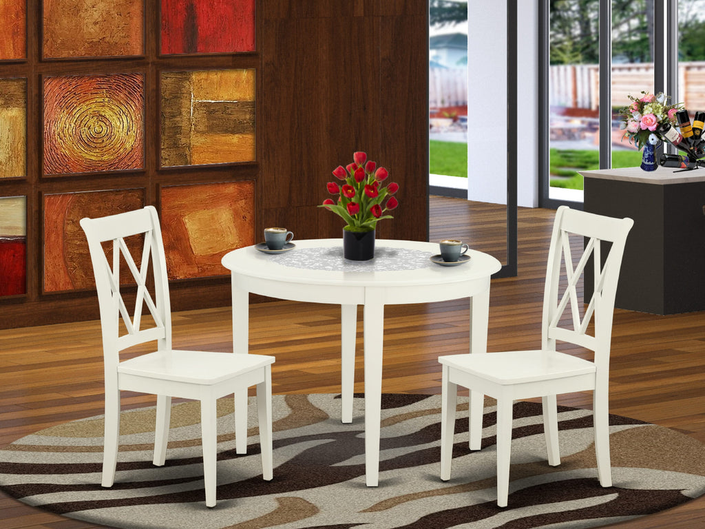 BOCL3-U0I-P Stylish 3-Piece Dining Set with Round Table and Two Chairs, Elegant 42 Linen Finish
