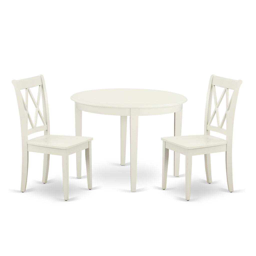 BOCL3-U0I-P Stylish 3-Piece Dining Set with Round Table and Two Chairs, Elegant 42 Linen Finish