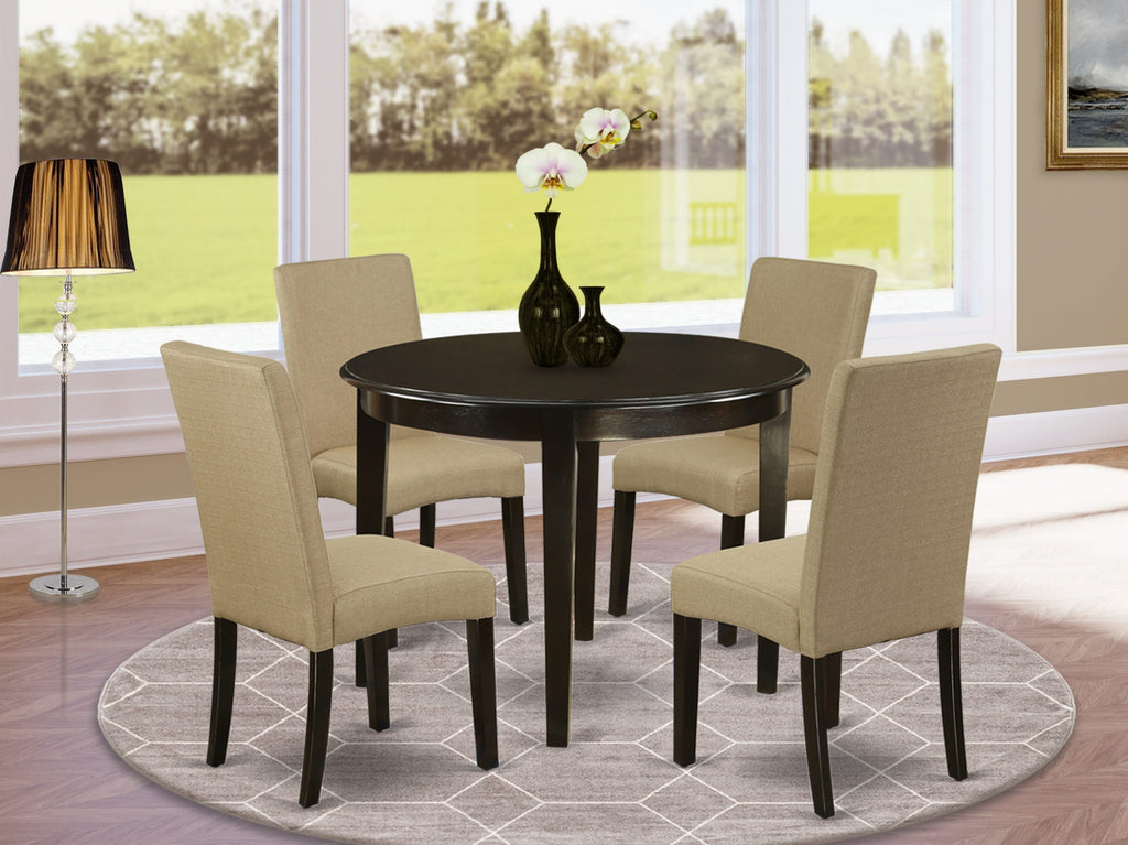 BODR5-MJE-WB Elegant Dining Ensemble 5-Piece Round Table Set with 4 Luxurious Chairs, Walnut Blend Finish