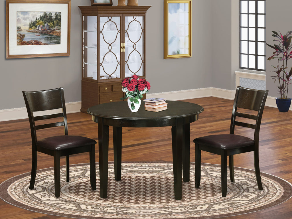 3-Piece Dining Set BOLY3-XKX-6J with Round Table & 2 Upholstered Chairs, 42 in Cappuccino Finish