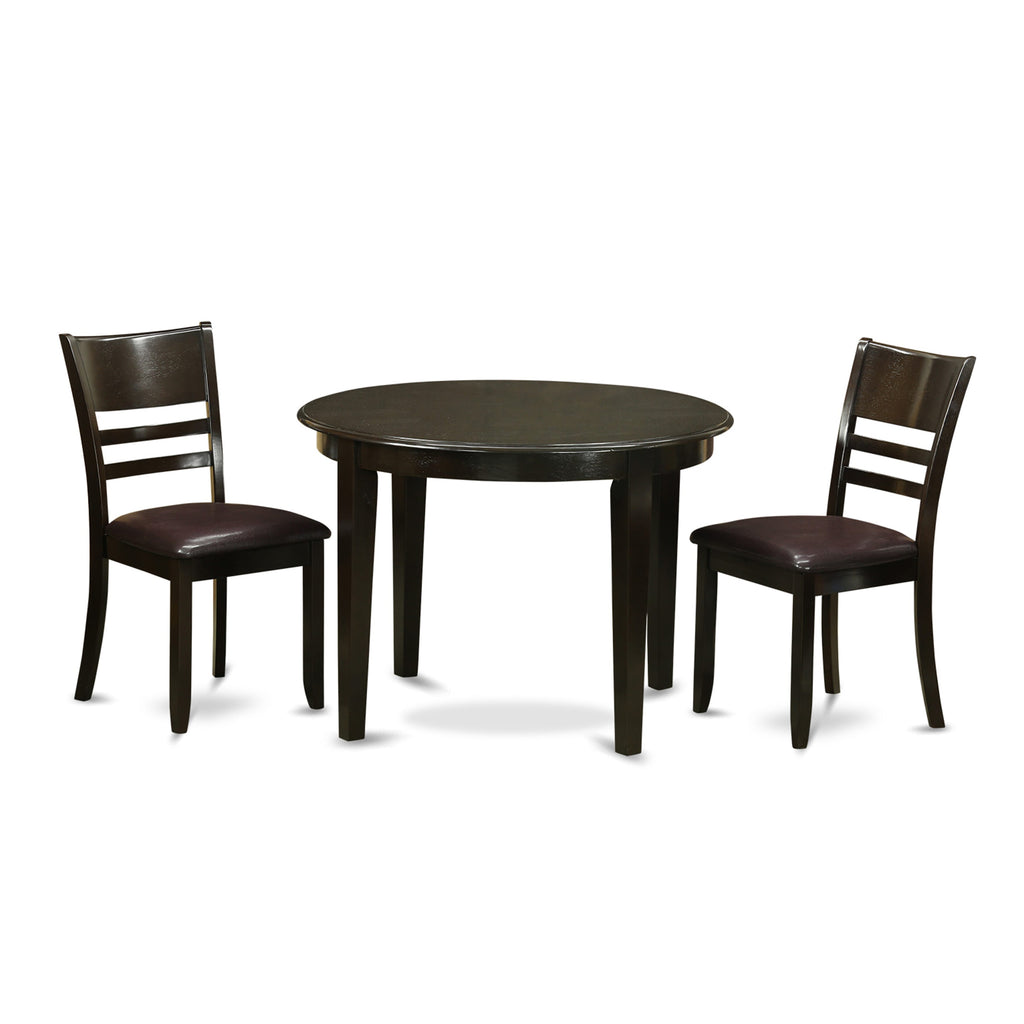 3-Piece Dining Set BOLY3-XKX-6J with Round Table & 2 Upholstered Chairs, 42 in Cappuccino Finish