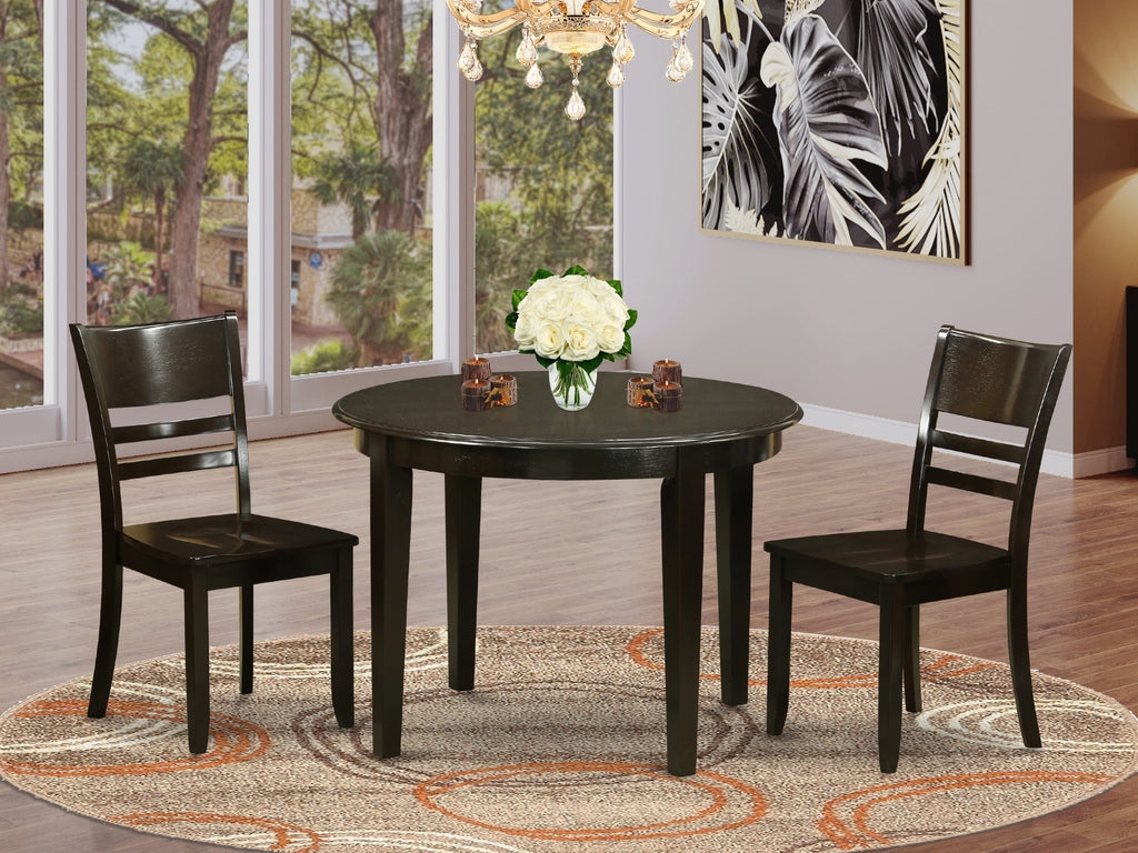 BOLY3-AAY-5 Elegant 3-Piece Dining Set with Round Table and Dual Seating, Warm Cappuccino Finish, 42