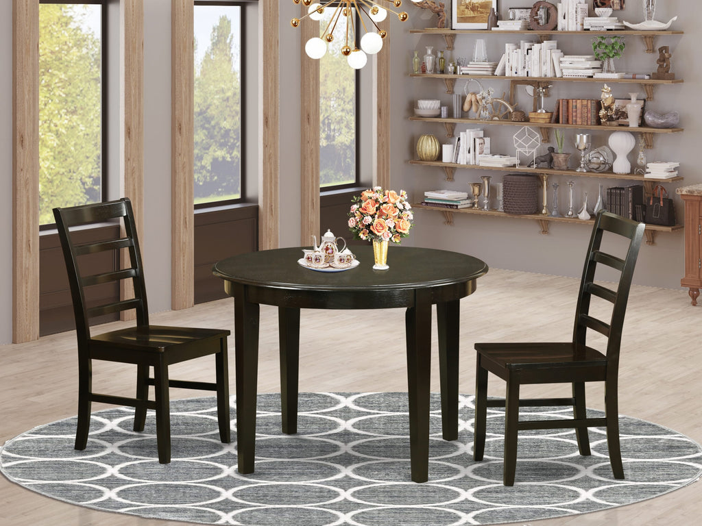 BOPF3-CQY-F 3-Piece Dining Table Set with Round Table and 2 Chairs, 42x42 Cappuccino Finish Delight