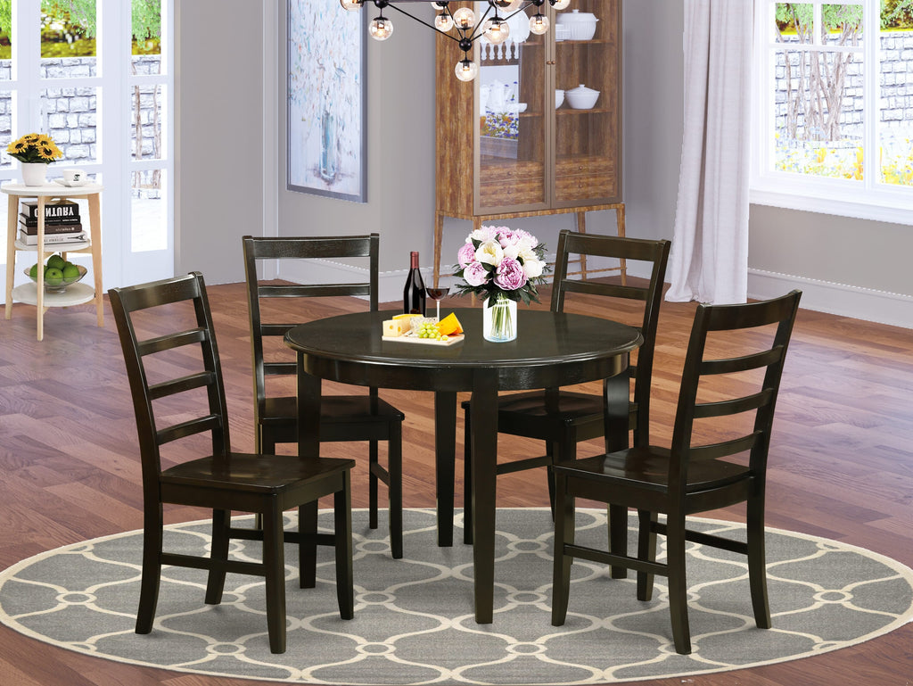 BOPF5-AXD-Z Round Dining Set for Four with Cappuccino Table & Chairs, 42 Elegant Kitchen Ensemble