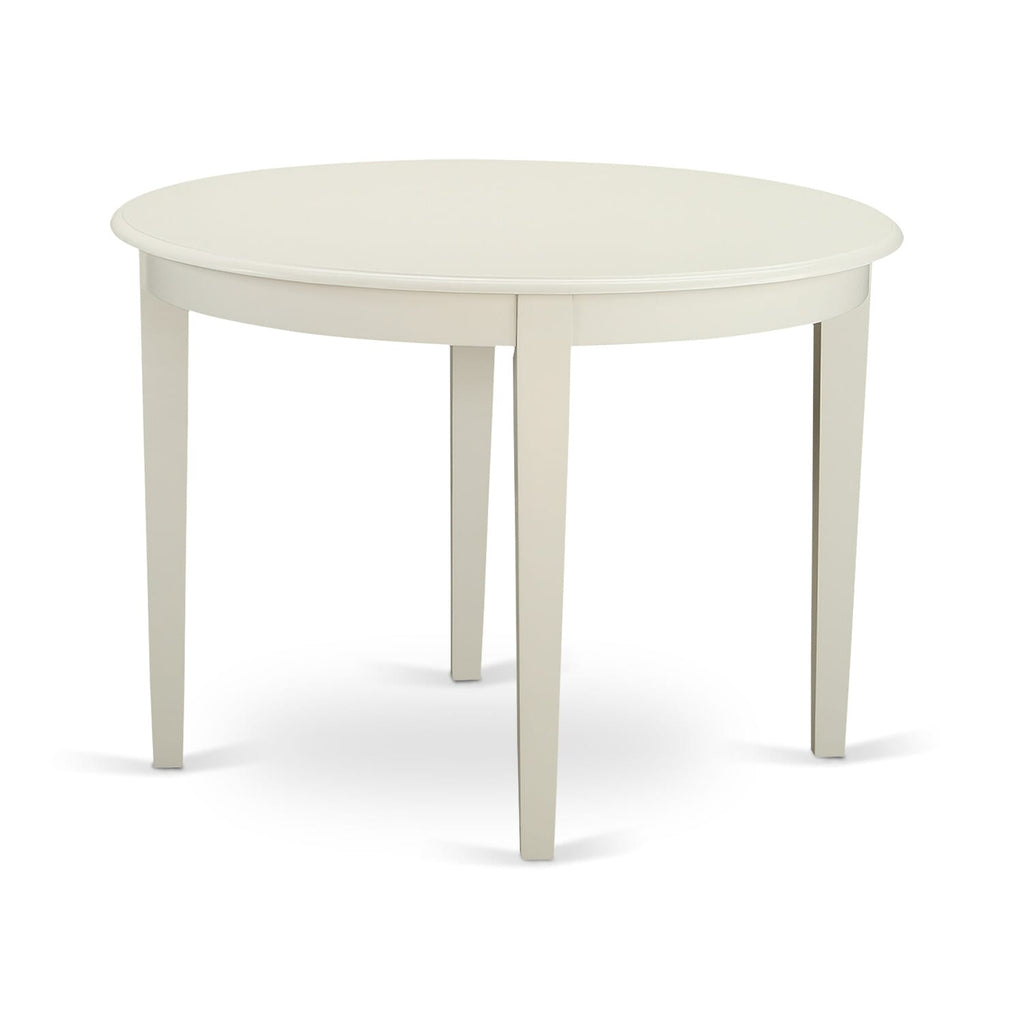 BOST5-D33-L 5-Piece Dining Set with Round Table and 4 Chairs in Linen White Finish, 42x42 Inch