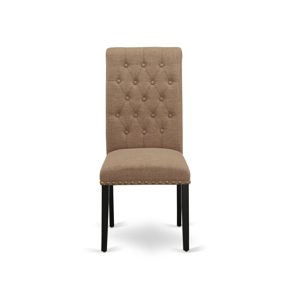 WEBR5-UOG-G4 5-Piece Contemporary Dining Set with Rectangular Extendable Table & 4 Fabric Parson Chairs in Brown