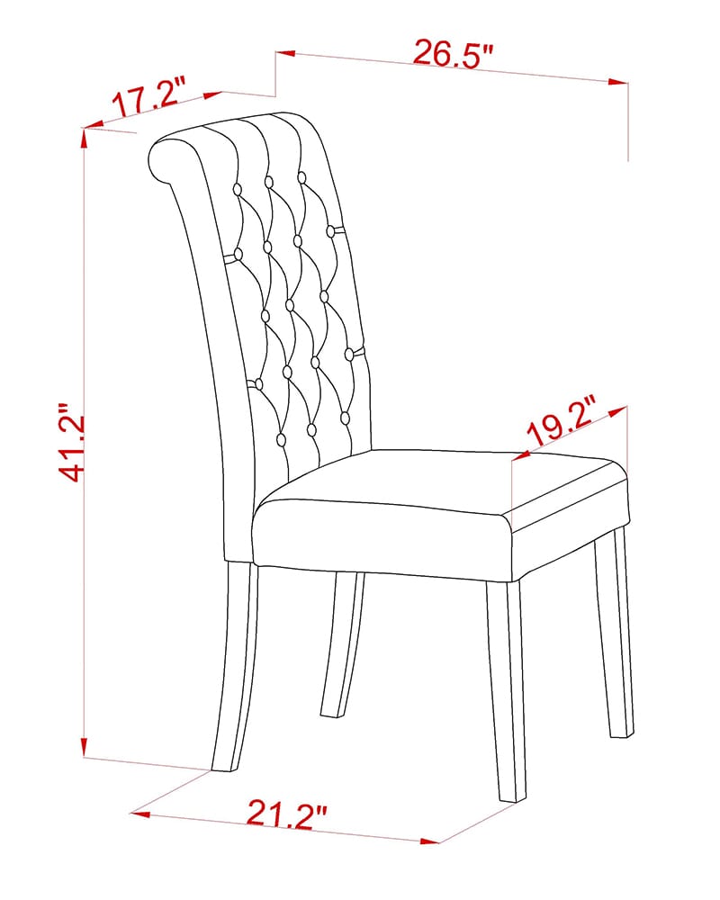 BRP1TQV Elegant Dining Chairs Set with Button Tufted Sable Linen and Nailhead Trim – Black, Set of Two