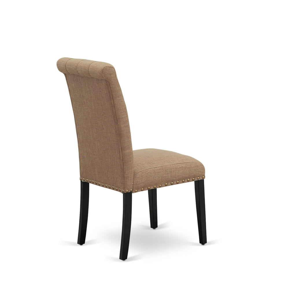 WEBR5-UOG-G4 5-Piece Contemporary Dining Set with Rectangular Extendable Table & 4 Fabric Parson Chairs in Brown