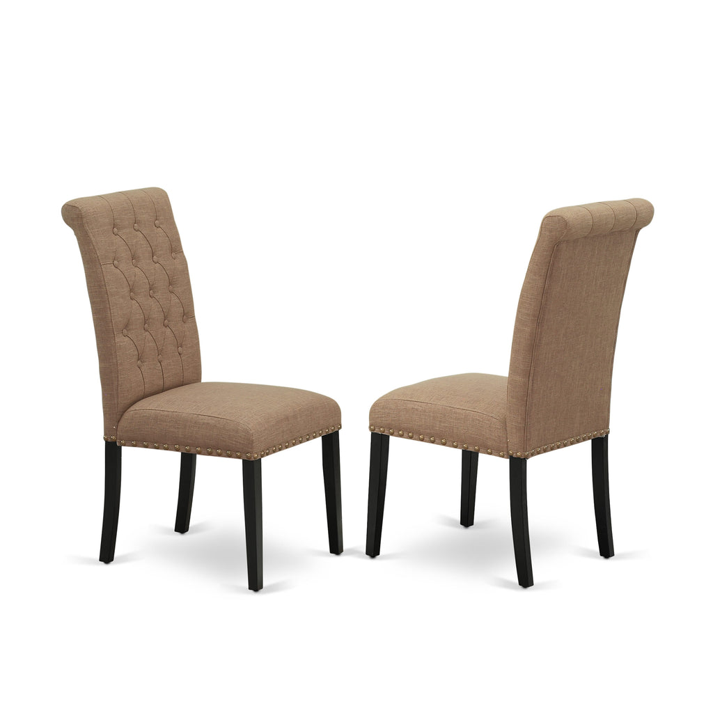 WEBR5-UOG-G4 5-Piece Contemporary Dining Set with Rectangular Extendable Table & 4 Fabric Parson Chairs in Brown