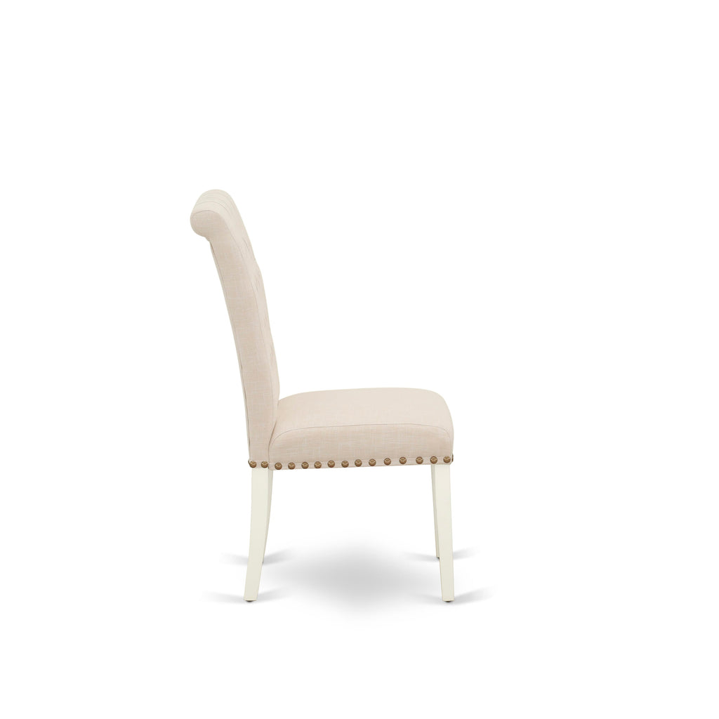 WEBR7-QRQ-16 Exquisite 7-Piece Rectangle Table Ensemble with Extendable Leaf & Cushioned Beige Chairs