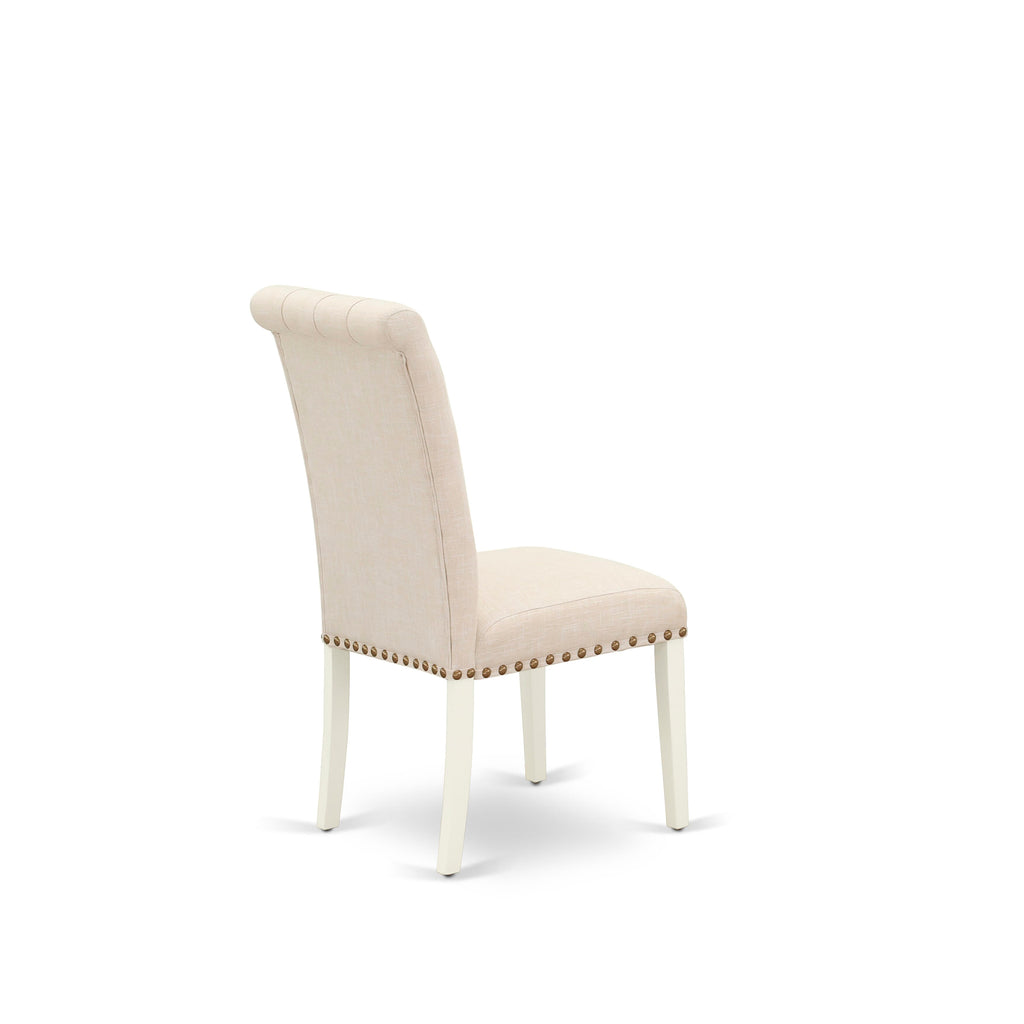 WEBR7-QRQ-16 Exquisite 7-Piece Rectangle Table Ensemble with Extendable Leaf & Cushioned Beige Chairs