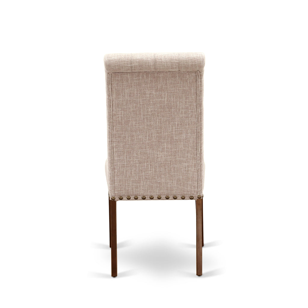 CABR5-42S-VZ 5-Piece Dining Set with Mahogany Table & Light Tan Linen Chairs - Rectangular & Elegant
