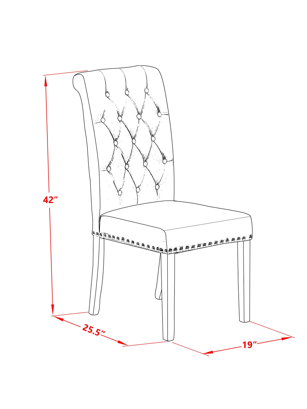 BRP3TB3 3-Piece Mahogany Dining Chair Set with Brown Tufted Fabric and Nailhead Trim