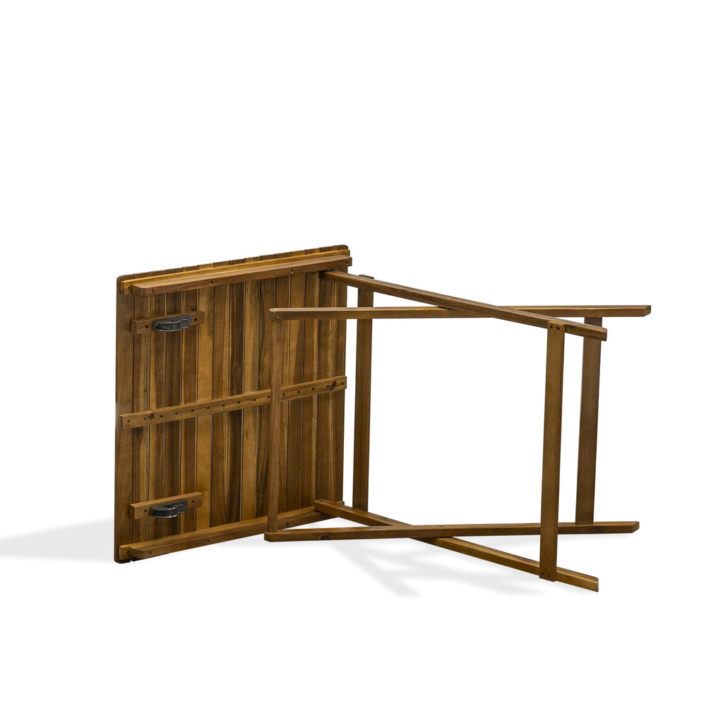 SEDK381L6 Outdoor 3-Piece Folding Table Set with Square Patio Table & 2 Chairs, Acacia Wood, 26x26