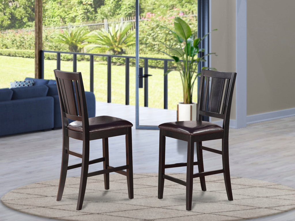 Elevate Your Dining with BUS-B6R-4U Faux Leather Upholstered Counter Height Stools Set of 2 Chic Black Style