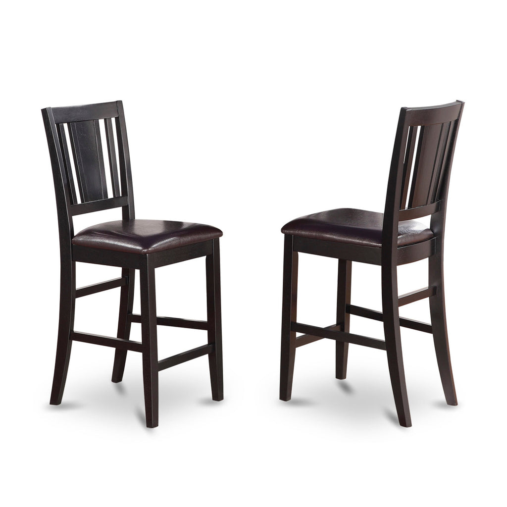 Elevate Your Dining with BUS-B6R-4U Faux Leather Upholstered Counter Height Stools Set of 2 Chic Black Style