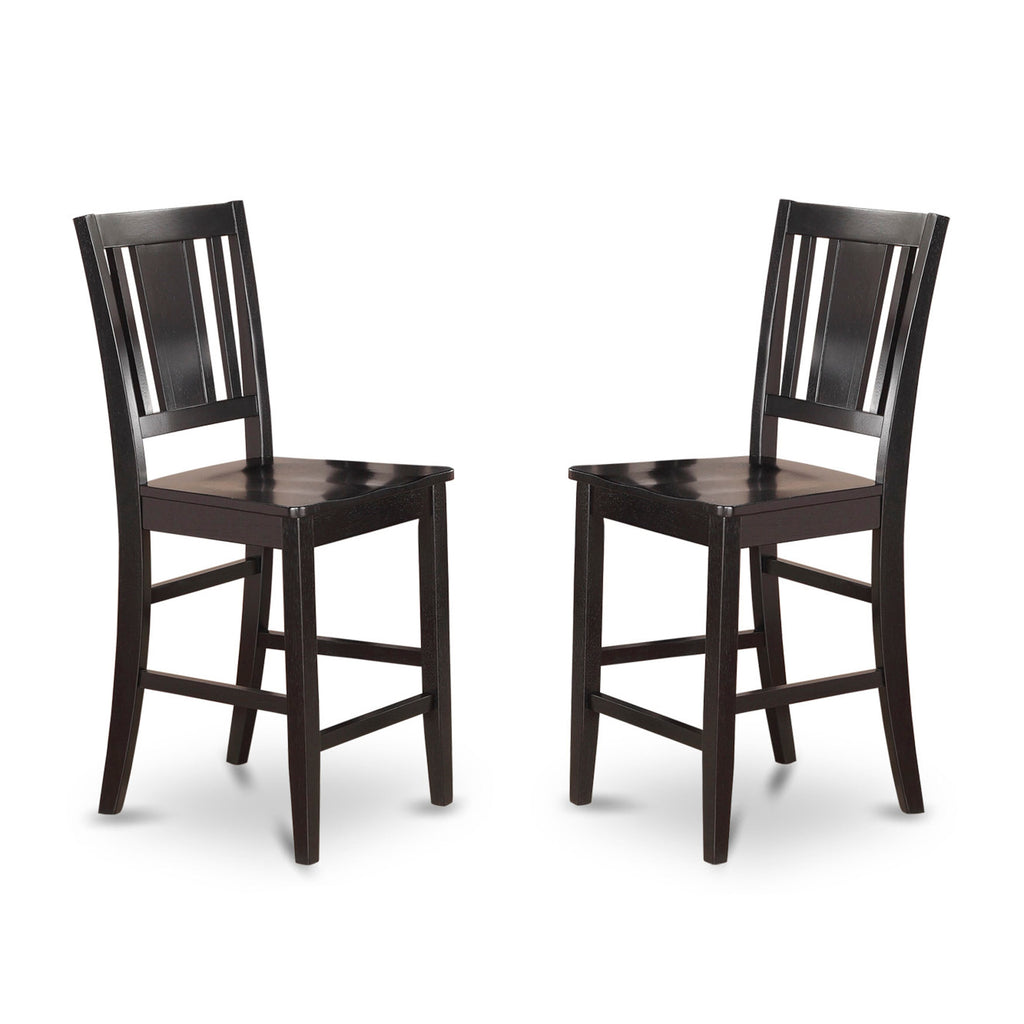 BUCK3-FPY-Q Elegant 3-Piece Counter-Height Dining Set with Rectangular Table & Wooden Chairs - Black 30x48 Inches