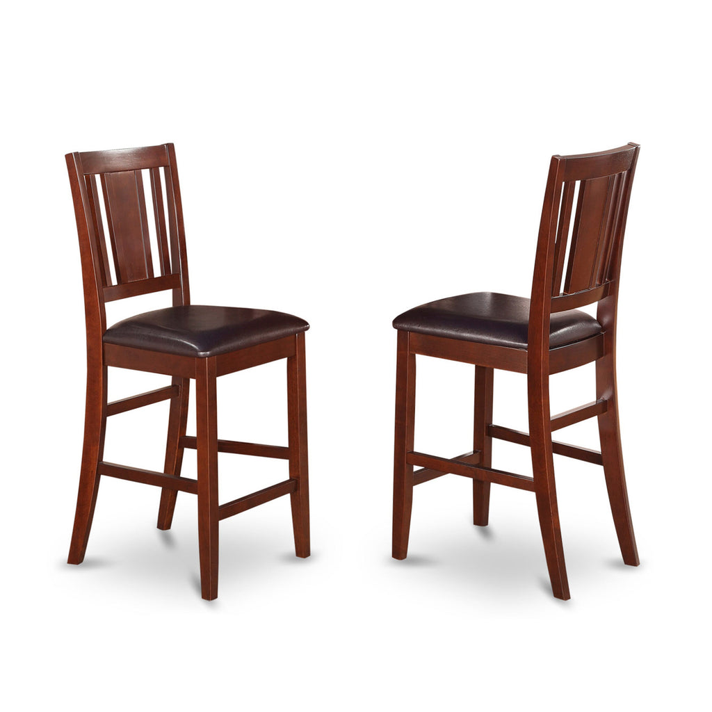 DUBU71-5ML-KT 7 Pc Mahogany Counter Height Dining Set Rectangle Table & 6 Leather-Style Chairs, 36x60 In