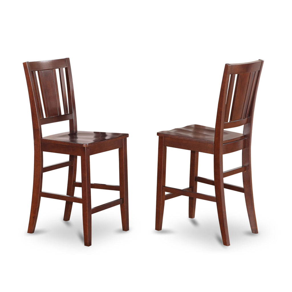 DUBU7F-PAM-O 7-Piece Rectangular Counter Set with Table and Six Tall Chairs in Warm Mahogany, 36x60 Inch