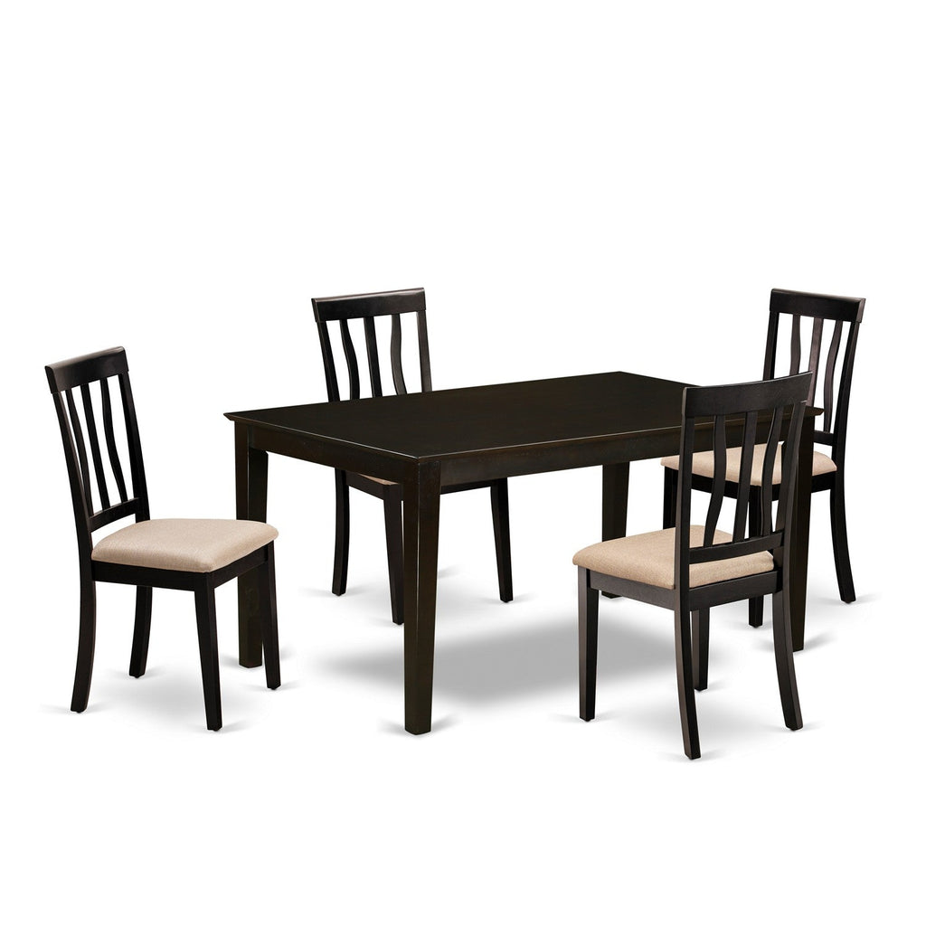 CAAN5-6FY-F 5-Piece Dining Ensemble Rectangular Table & 4 Linen-Chaired Set, Cappuccino Finish, 36x60
