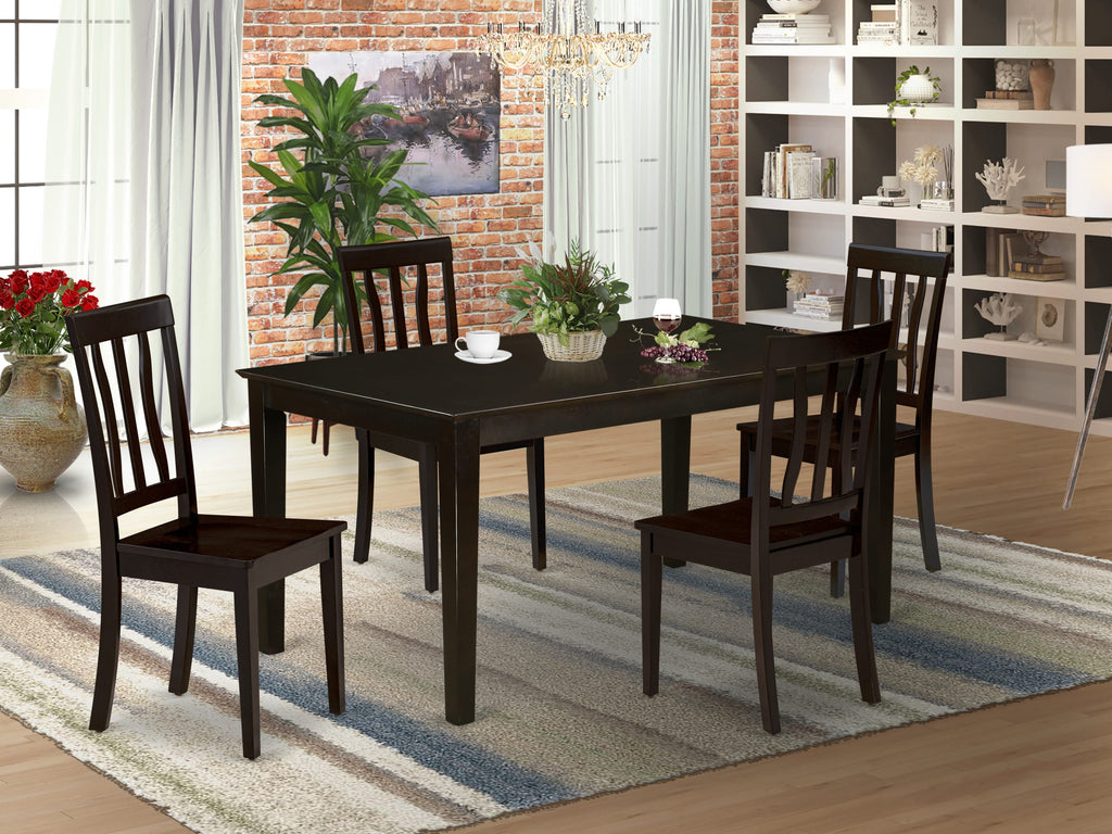 CAAN5-M94-U 5-Piece Rectangular Dining Table Set with 4 Elegant Seating Chairs, 36x60 Cappuccino