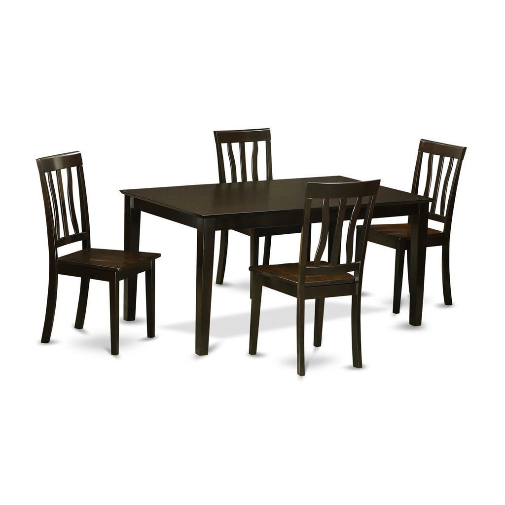 CAAN5-M94-U 5-Piece Rectangular Dining Table Set with 4 Elegant Seating Chairs, 36x60 Cappuccino