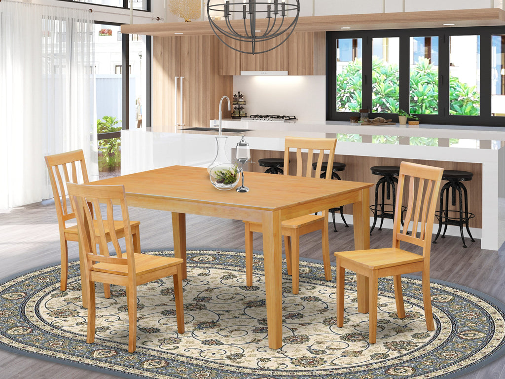 CAAN5-PFM-Z 5-Piece Oak Set with Modern Table & 4 Chairs - Rectangle Dining Furniture Ensemble