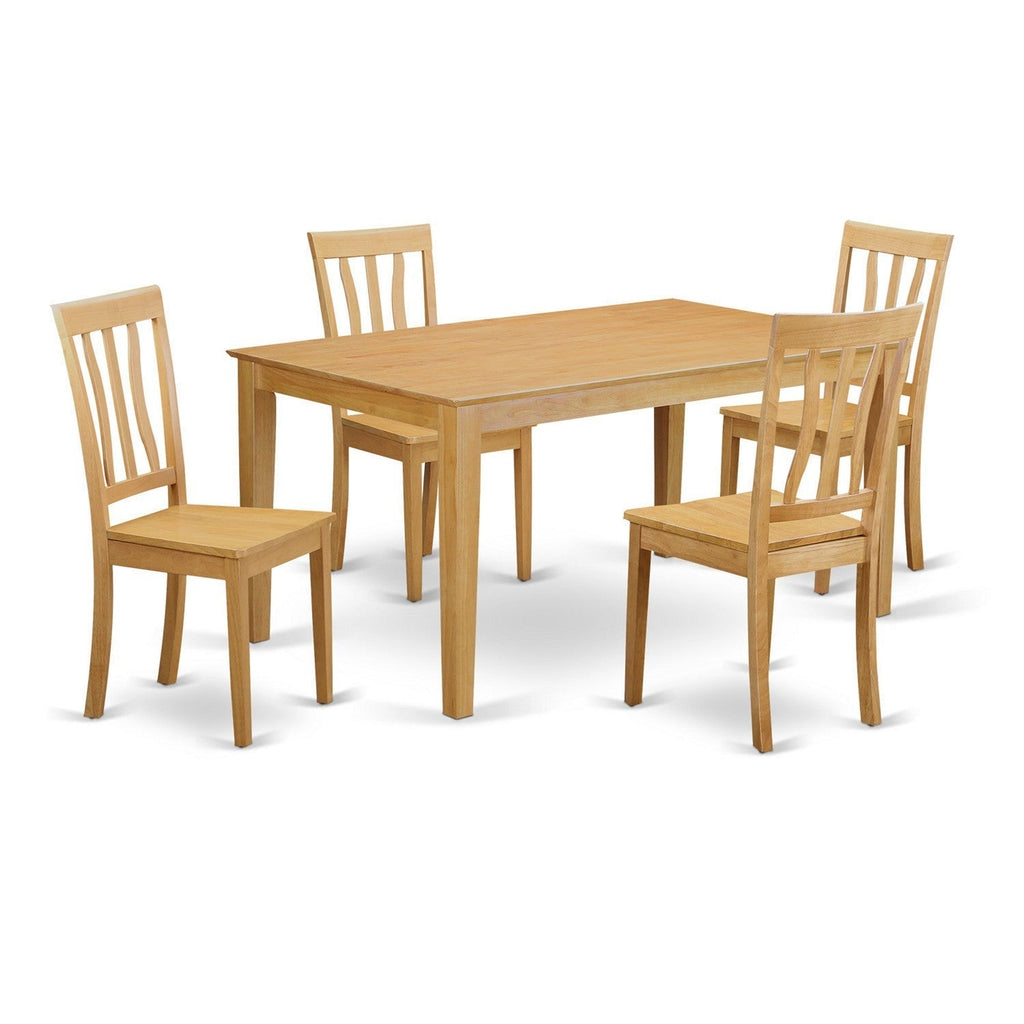 CAAN5-PFM-Z 5-Piece Oak Set with Modern Table & 4 Chairs - Rectangle Dining Furniture Ensemble