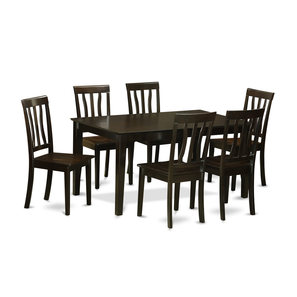 Capucine Dining Ensemble CAAN7-1NE-J 7-Piece Rectangular Table Set with Six Chairs