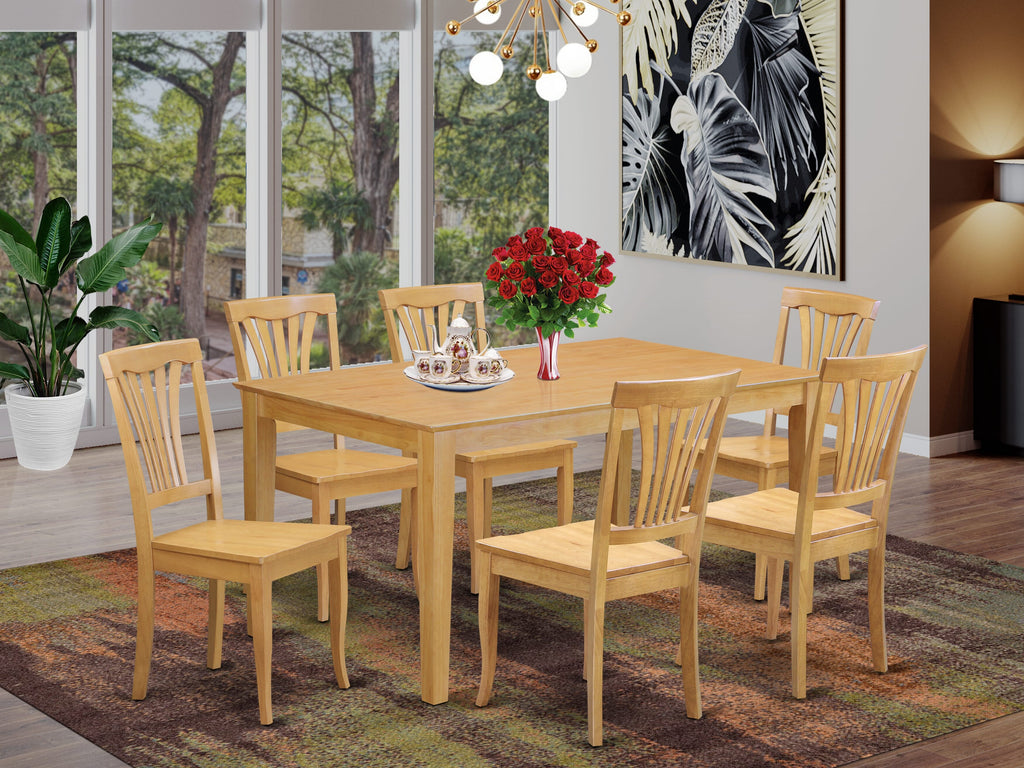 CAAV7-LLM-G 7-Piece Dining Set Rectangular Wood Table with 6 Chairs for Dine-in Elegance, 36x60 in.