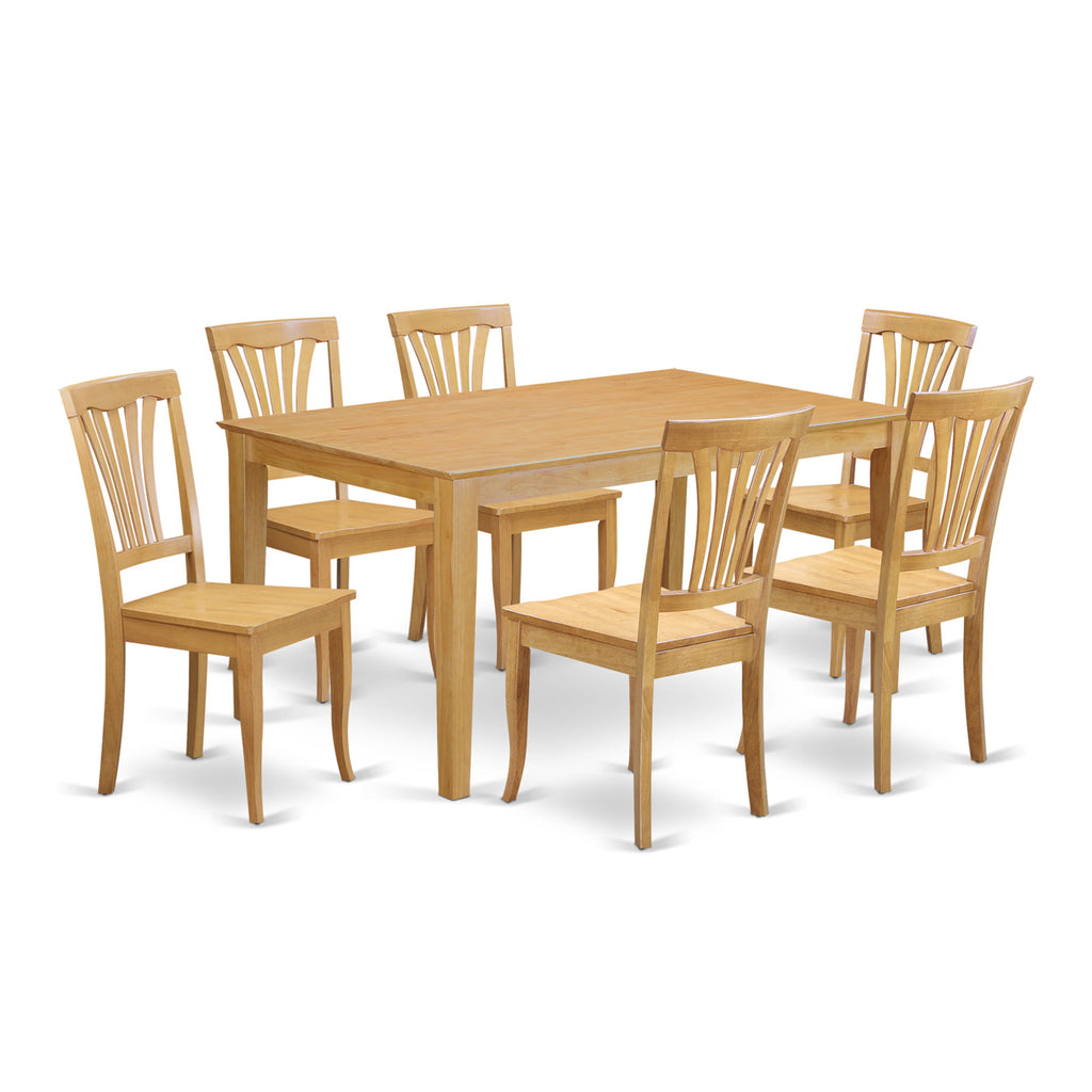 CAAV7-LLM-G 7-Piece Dining Set Rectangular Wood Table with 6 Chairs for Dine-in Elegance, 36x60 in.