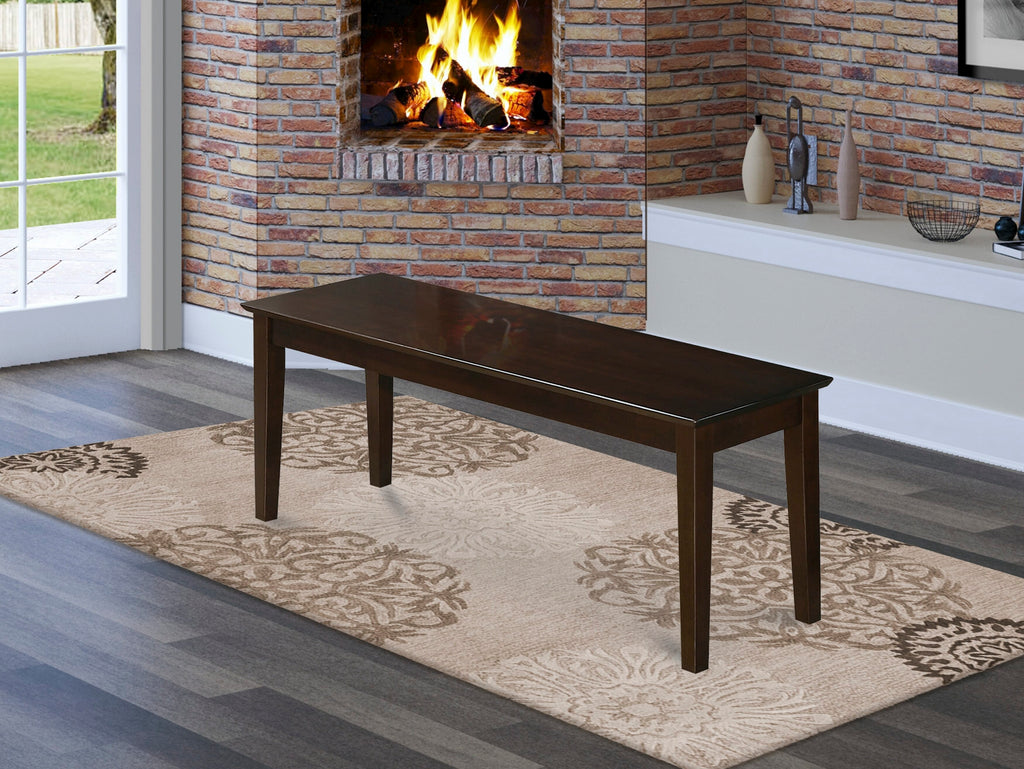 CAB-CLS-M Domestic Dining Bench with Classic Wood Surface, 51x15x18 Inch in Rich Cappuccino