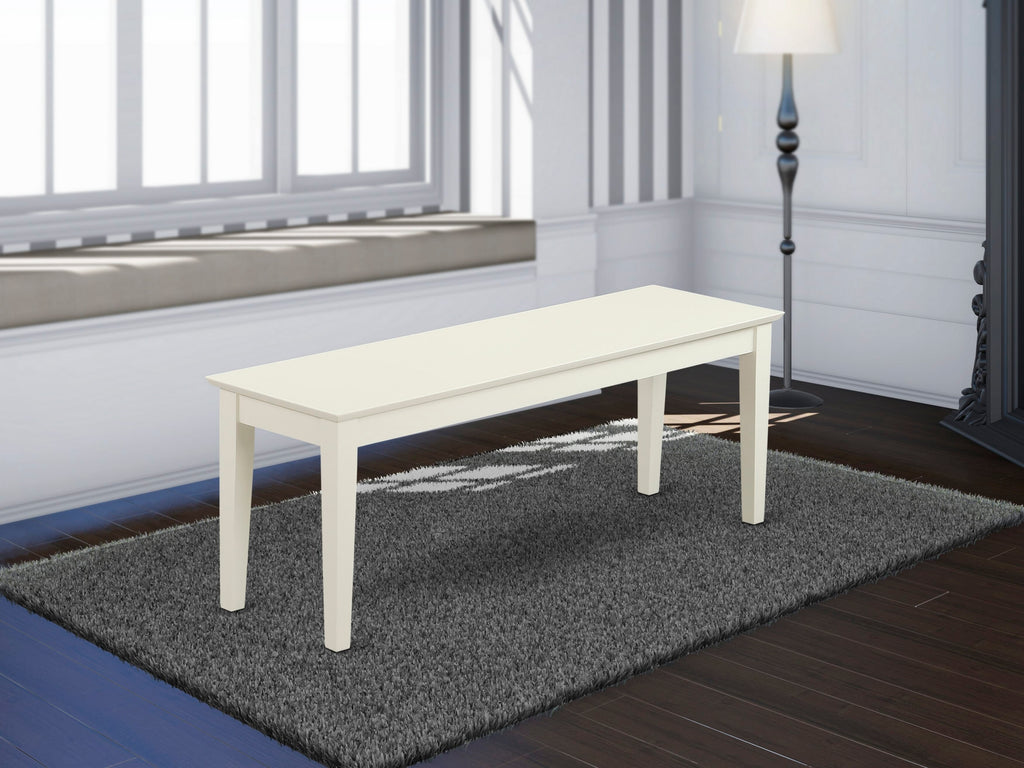 CAB-LEA-R Linen White Wood Dining Bench with Sleek Solid Seat, 51 by 15 by 18 Inches