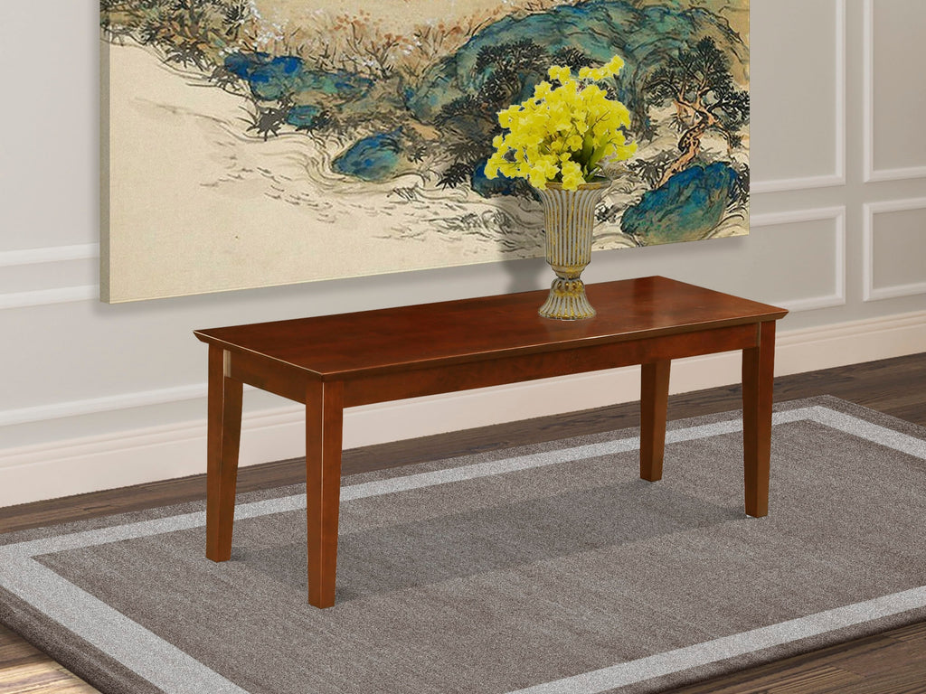 CAB-MDJ-Z Mahogany Wood Capri Dining Bench, Sleek 51x15x18 Comfortable Seating