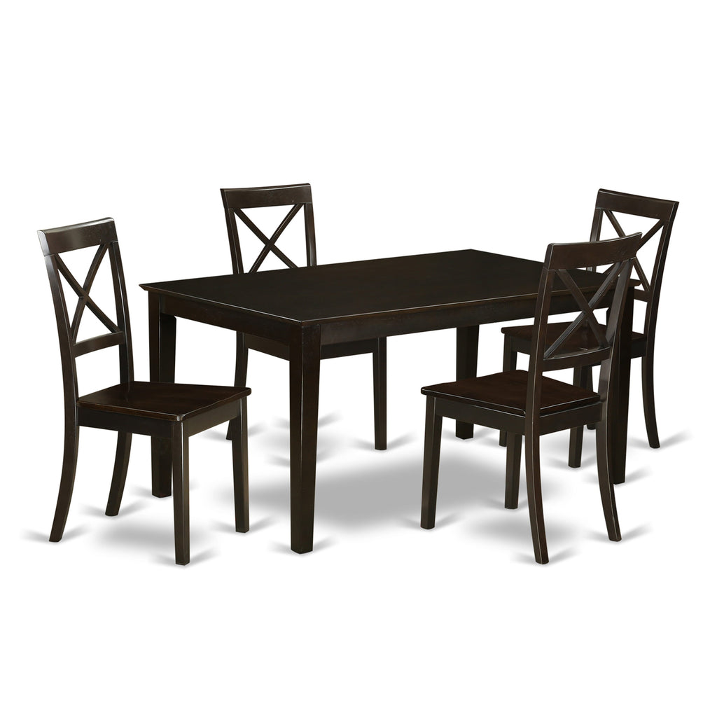 Elegant Dining Ensemble CAB5S-G14-R Rectangle Table with 4 Chairs, Rich Cappuccino Finish