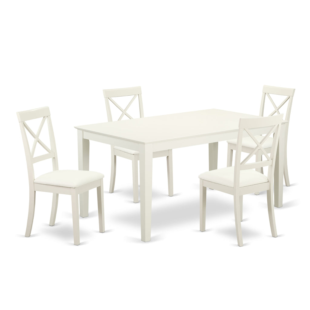 CABO5-KQ1-MJ 5-Piece Contemporary Dining Set with Rectangle Table and Linen Cushioned Chairs