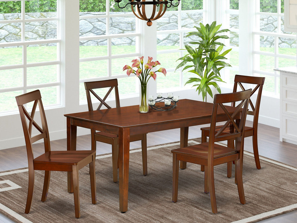 CABO5-5IR-V 5-Piece Dining Ensemble with Rectangular Table & 4 Chairs, Classic Mahogany Finish