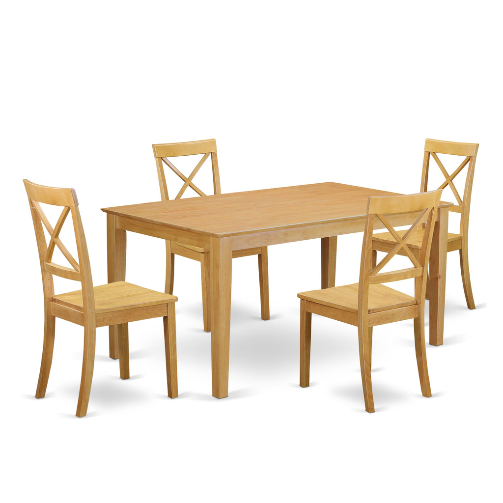 CABO5-KZB-D 5-Piece Dining Ensemble with Rectangular Table and Chairs in Warm Oak Finish