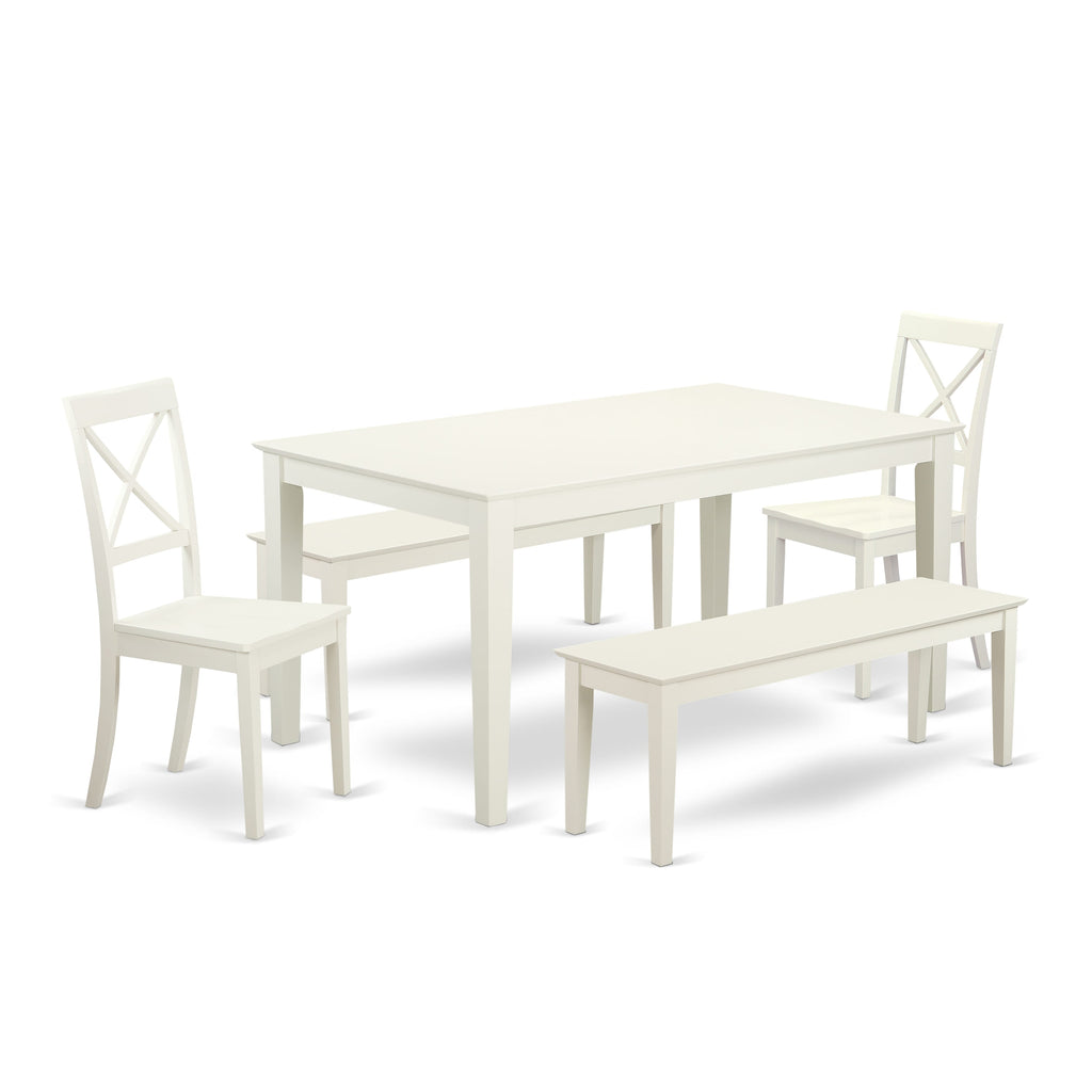CABO5T-P0B-H 5-Part Dining Ensemble with Rectangular Table and Seating for Four, Elegant White Finish