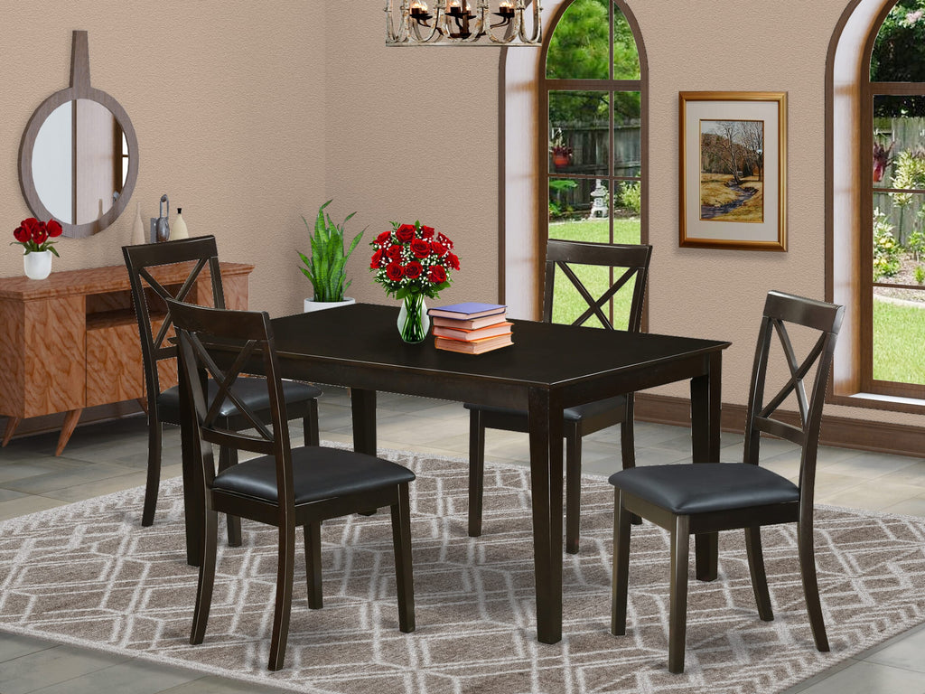 Dining Set CABO56-TFP-F7 Rectangular Table & 4 Comfortable Chairs, 36x60, Cappuccino Shade