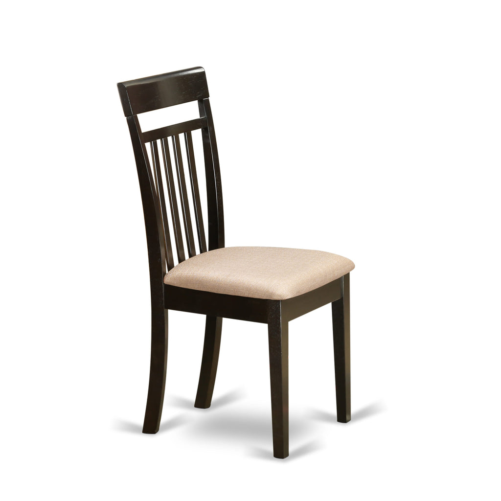 CAC-C9E-F Elegant Capri Dining Chair Pair - Solid Wood and Linen Accent, Cappuccino Finish