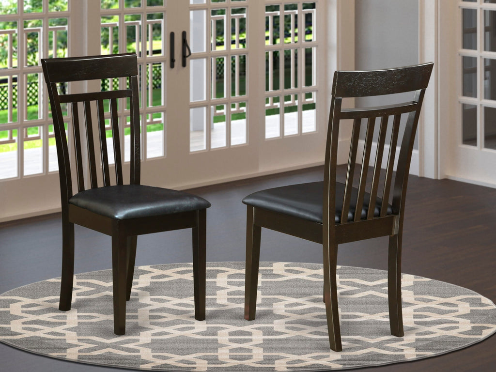 Elegant CAC-CZJ-SY Dining Chairs - Set of 2 Wood and Faux Leather Kitchen Seating in Rich Cappuccino Finish