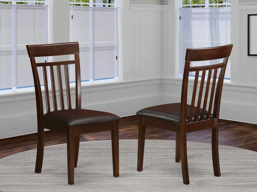 Dining Collection CAC-MSP-DT Faux Leather Upholstered Set of 2 Chairs in Mahogany Finish, Classic Solid Wood Design