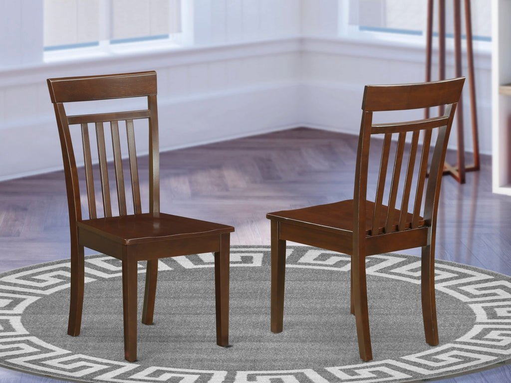 Set of Two CAC-M4G-W Mahogany Dining Chairs with Slat Backs and Solid Seats