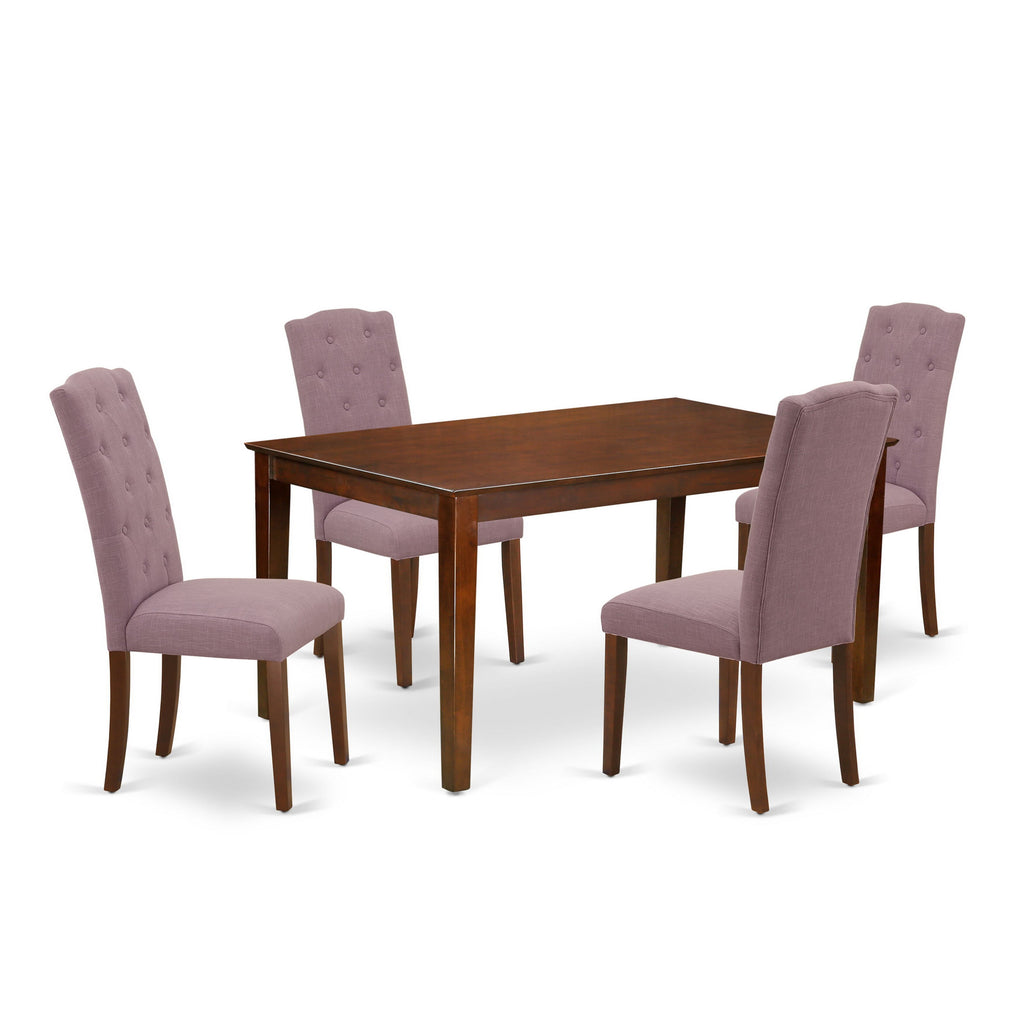 CACE5-J7T-1W Dining Suite 5-Piece Set with Rectangle Table and Parson Chairs, Mahogany
