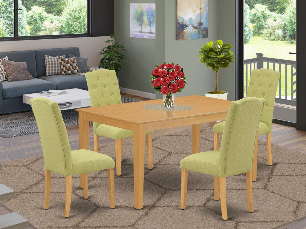CACE5-9IP-N7 5-Piece Dining Ensemble with Rectangle Table and 4 Linen Chairs in Neutral Hues