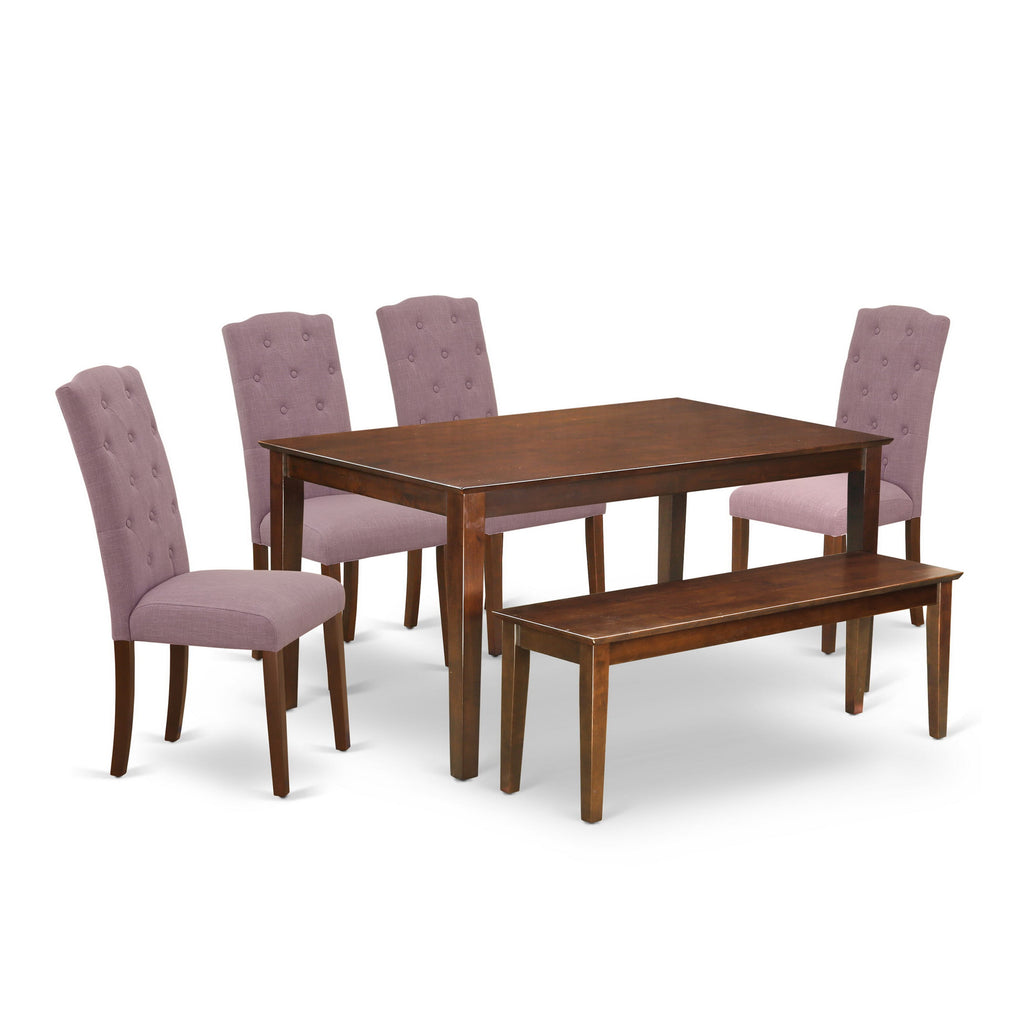 CACE6-ZI1-MY Elegant 6-Piece Dining Collection Includes Rectangular Table, 4 Parson Chairs & Bench, 36x60