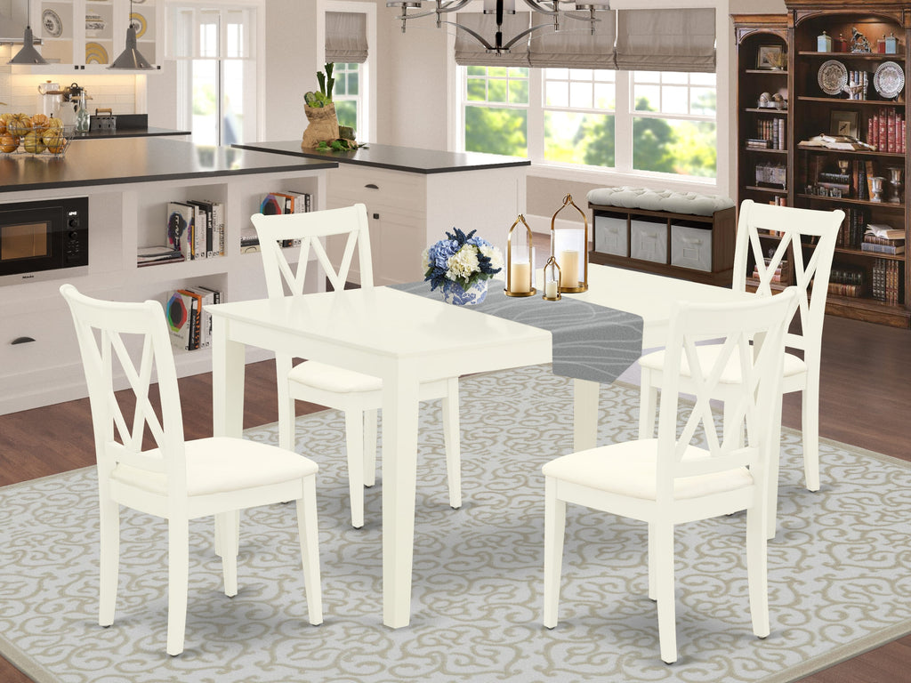 CACL5-CUW-Z 5 Piece Kitchen Set with Rectangular Table and Upholstered Chairs in Linen Tone