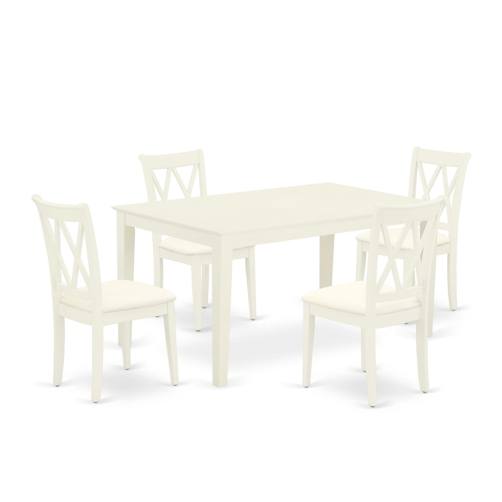 CACL5-CUW-Z 5 Piece Kitchen Set with Rectangular Table and Upholstered Chairs in Linen Tone