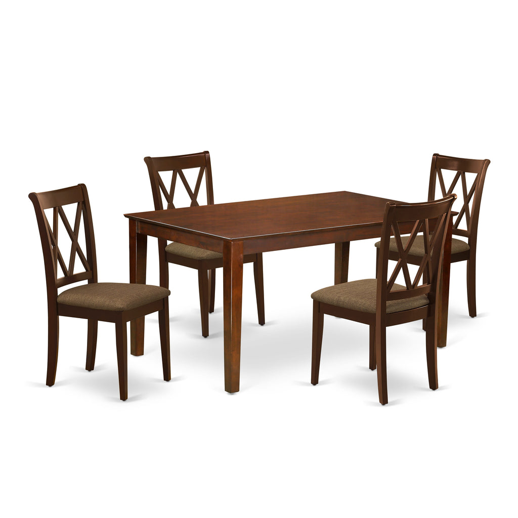 CACL5-D8C-P Exquisite 5-Piece Dining Ensemble with Mahogany Table & Upholstered Chairs - Perfect for 4